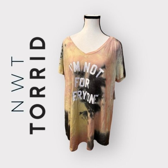 NWT women’s Torrid Girlfriend Tee Signature Jersey Tie Dye Not For Everyone 1 1X - Picture 2 of 11